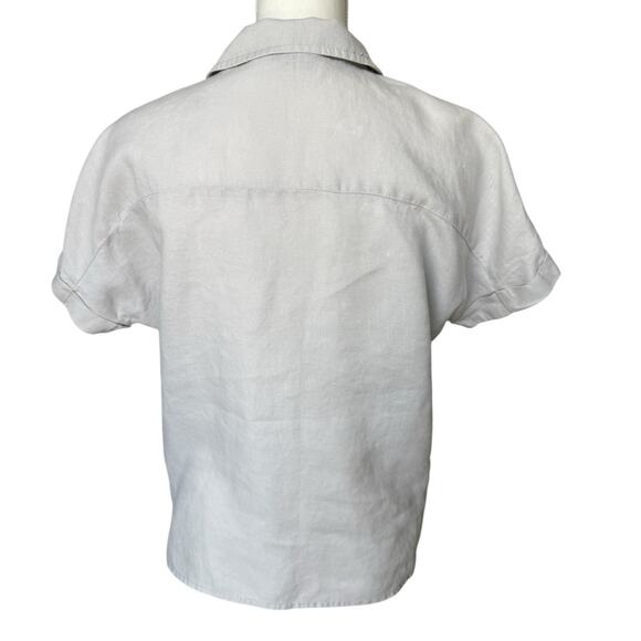 TAHARI Top Womens Medium Natural Oatmeal 100% Linen Neutral Breathable Fiber - Picture 4 of 9